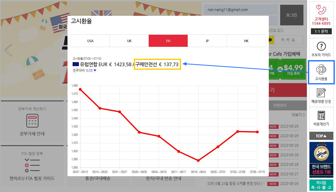 지니집 고시환율